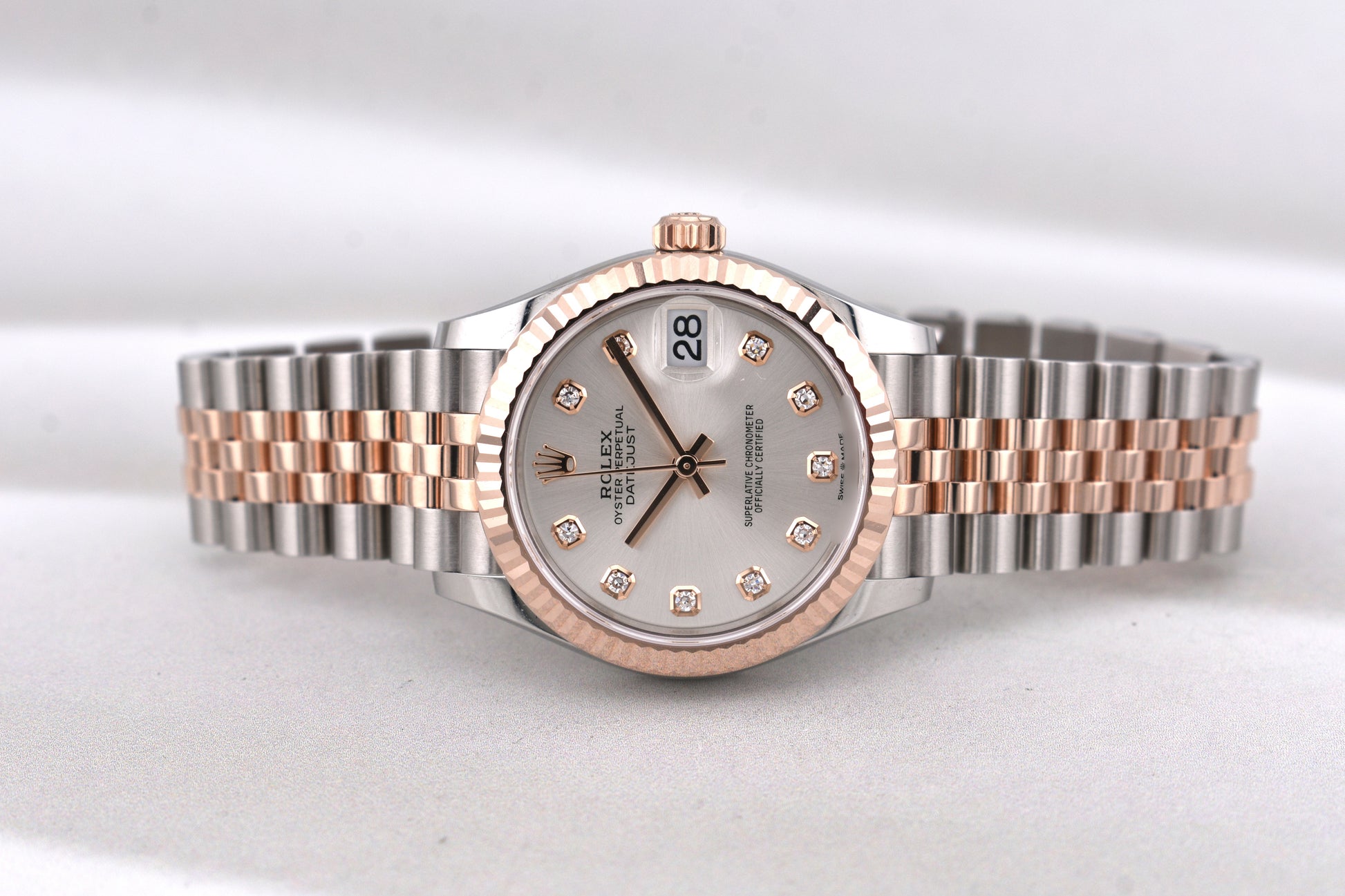 Rolex Datejust 31 Two Tone Rose Gold Silver Diamond Dial 278271 2026