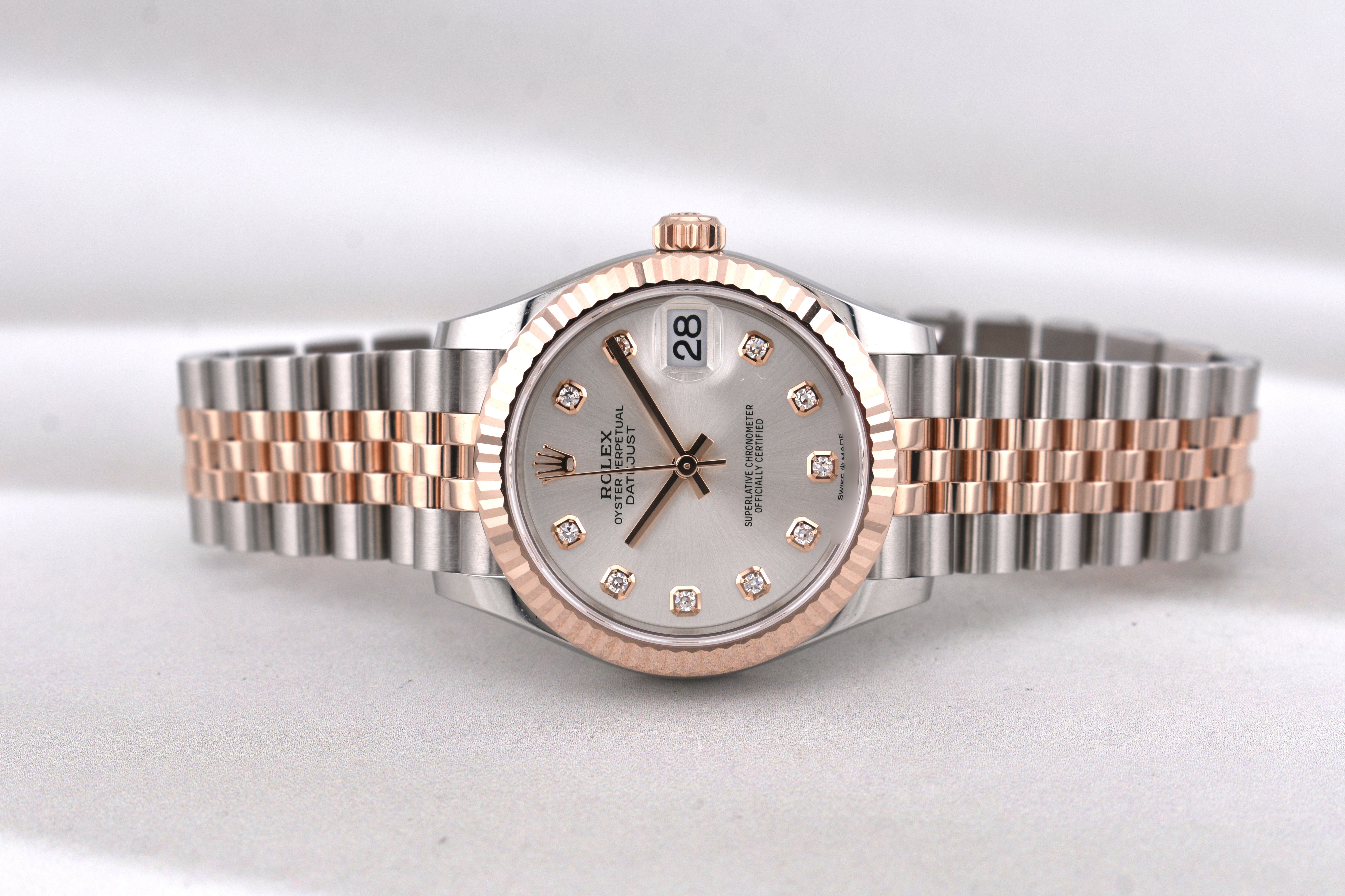 Rolex Datejust 31 Two Tone Rose Gold Silver Diamond Dial 278271 2026