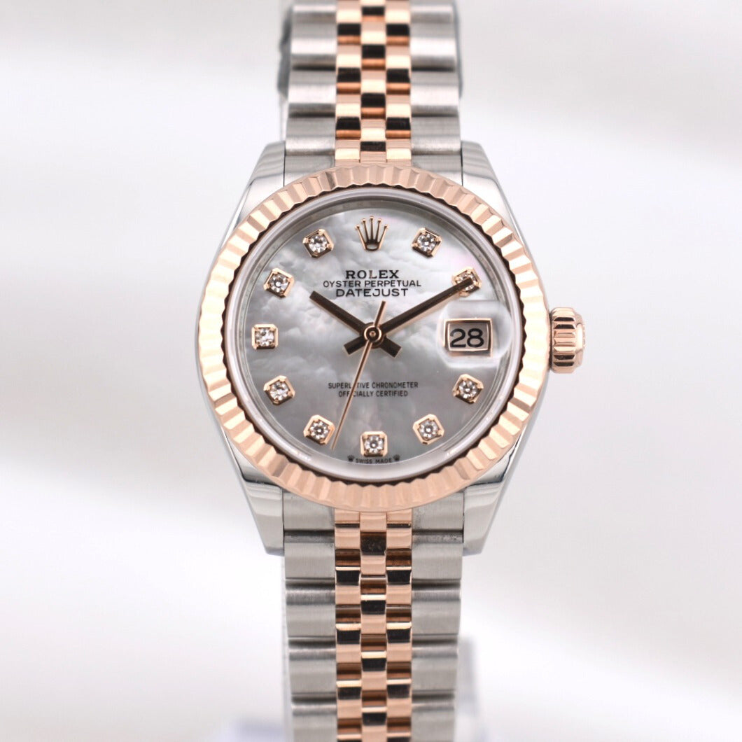 Rolex Lady Datejust 28 Two Tone Rose Gold Mother of Pearl Diamond Dial 279171 2021
