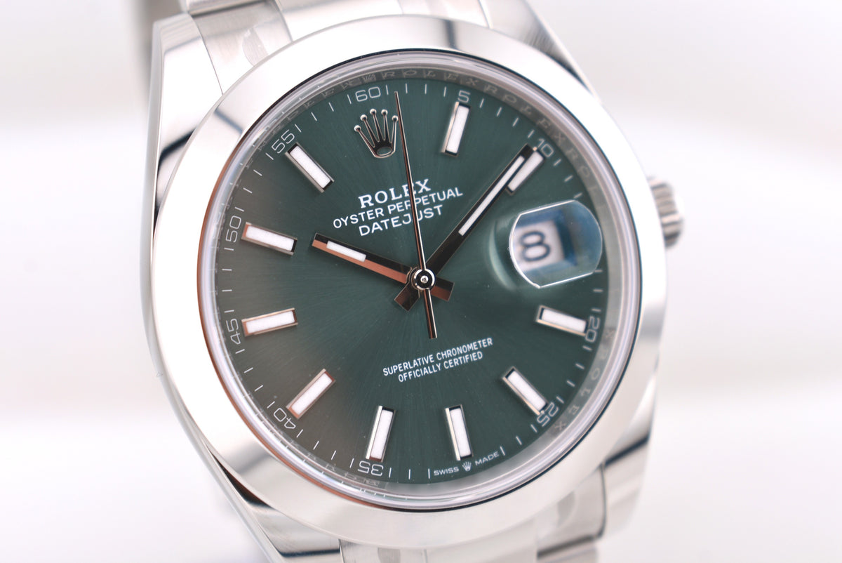 Rolex Datejust 41 Mint Green Index Dial Oyster Band 126300 2026
