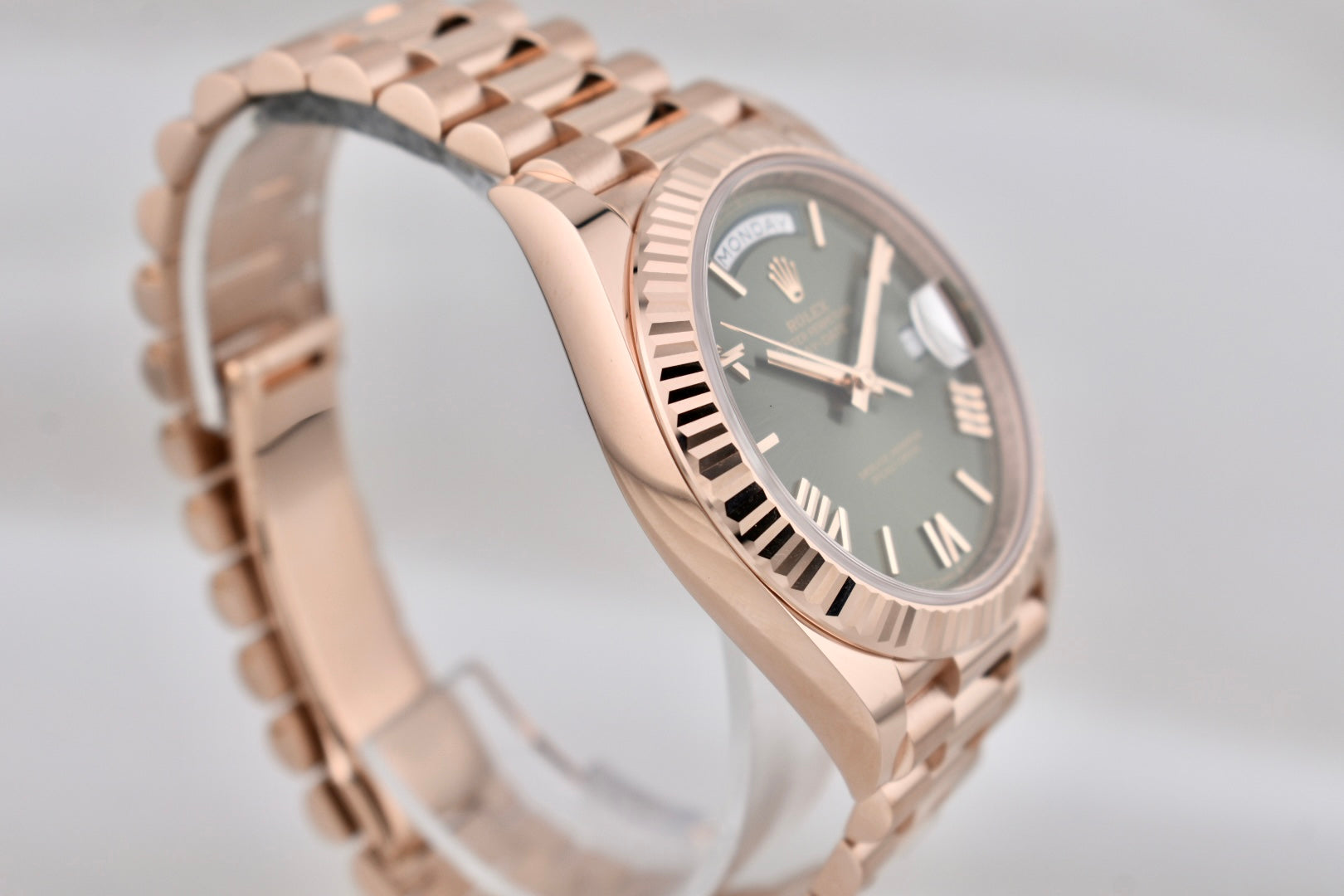 Rolex Day Date 40 Rose Gold Olive Green Dial 228235 2025