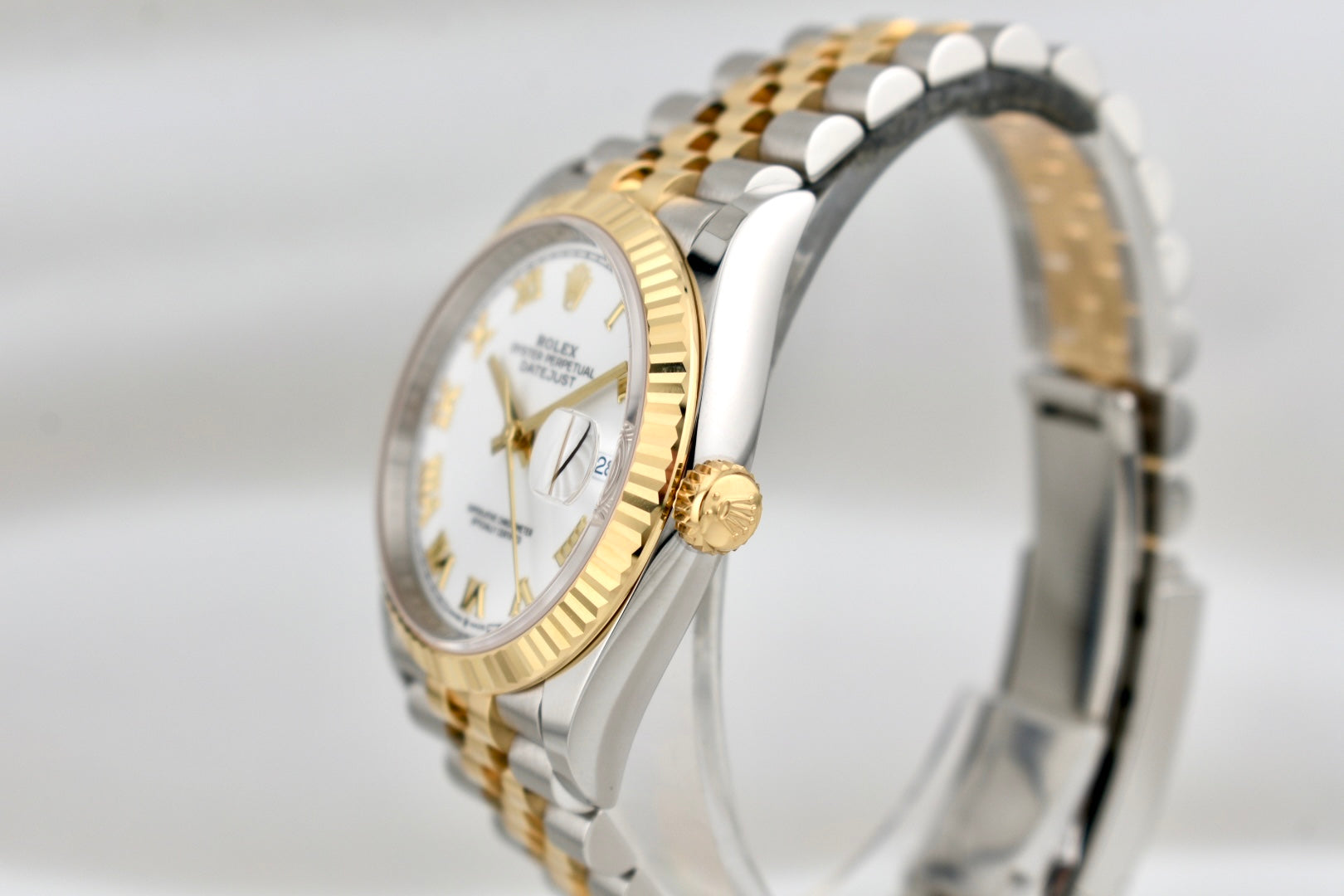 Rolex Datejust 36 Two Tone Yellow Gold White Roman Dial 126233 2025