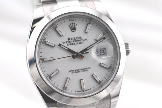 Rolex Datejust 41 White Index Dial Oyster Band 126300 2026
