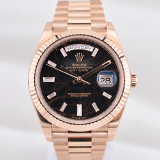 Rolex Day Date 40 Eisenkiesel Baguette Diamond Dial Everose Gold 228235