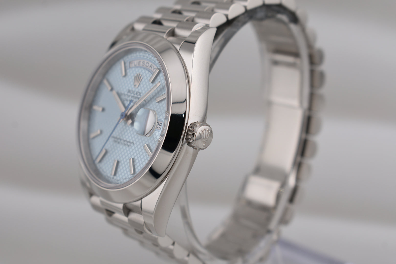 Rolex Day Date 40 Platinum Ice Blue Motif Dial 228206 2022