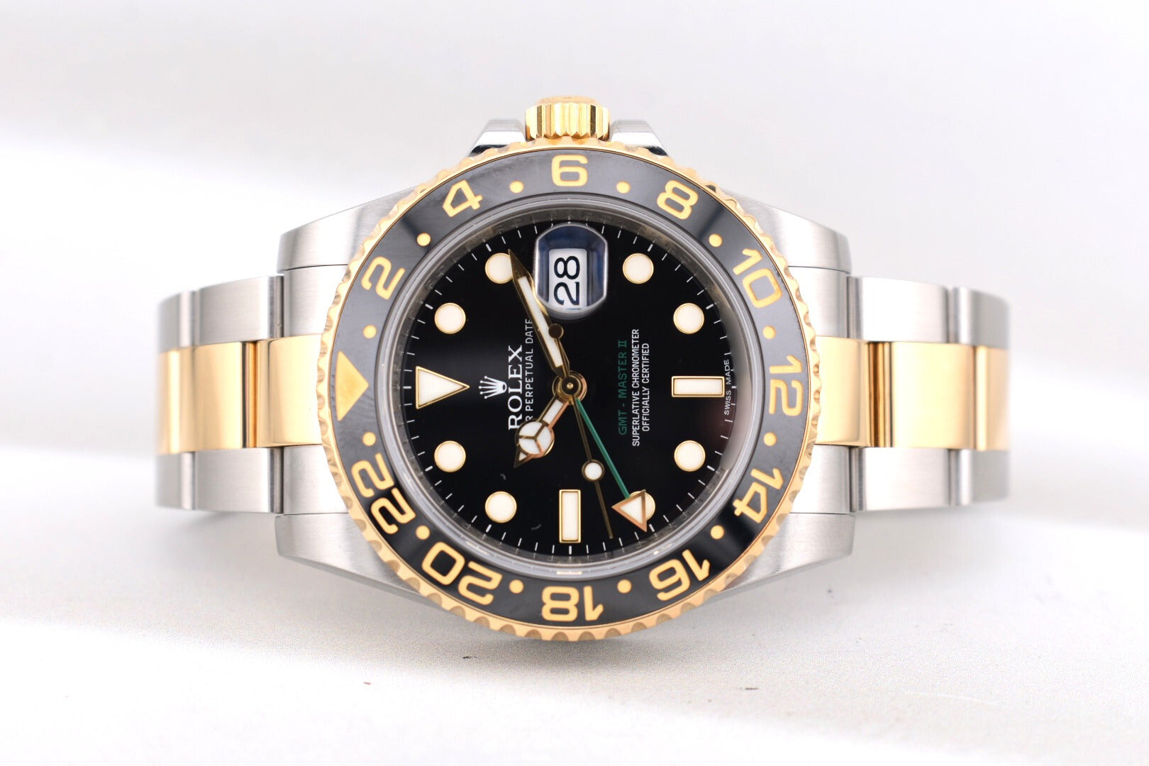 Rolex GMT Master II Two Tone Yellow Gold Green Arrow 116713LN 2012