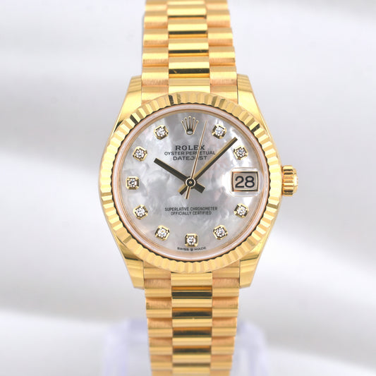 Rolex Datejust 31 Yellow Gold Mother Of Pearl Diamond Dial 278278 2022