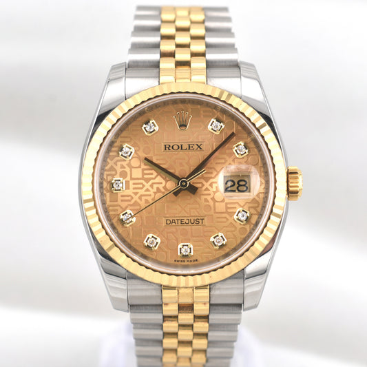 Rolex Datejust 36 Two Tone Champagne Computer Dial 116233