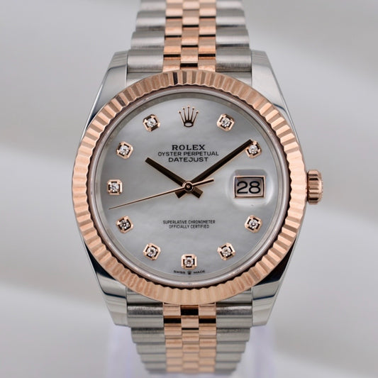 Rolex Datejust 41 Two Tone Everose Gold Mother of Pearl Diamond Dial 126331 2022