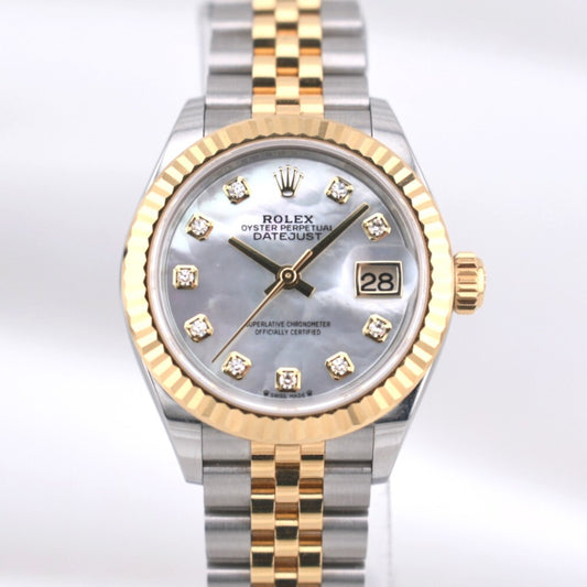 Rolex Lady Datejust 28 Mother of Pearl Diamond Dial Two Tone Yellow Gold 279173 2025