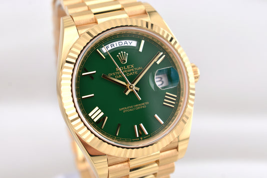 Rolex Day Date 40 'Money Green' Roman Dial Yellow Gold 228238 2025