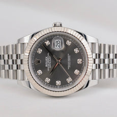 Rolex Datejust 41 Rhodium Grey Diamond Dial 126334 2021
