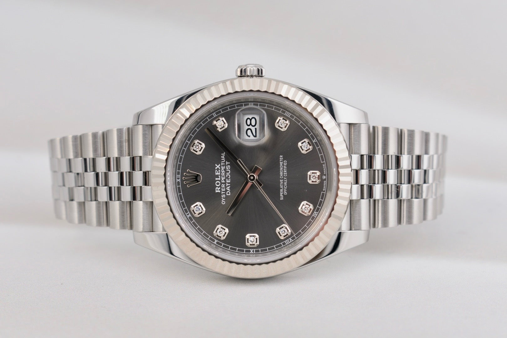 Rolex Datejust 41 Rhodium Grey Diamond Dial 126334 2021