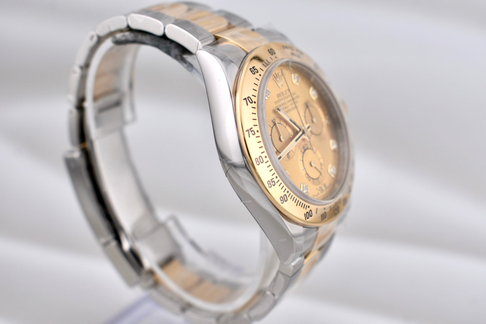 Rolex Cosmograph Daytona Two Tone Yellow Gold Champagne Diamond Dial 116503 2014