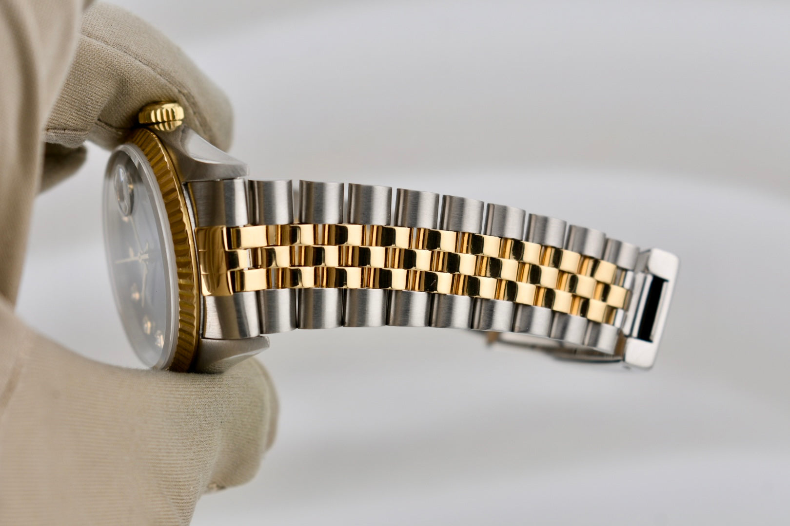 Rolex Datejust 36 Two Tone Yellow Gold Blue Vignette Diamond Dial 16233 1996