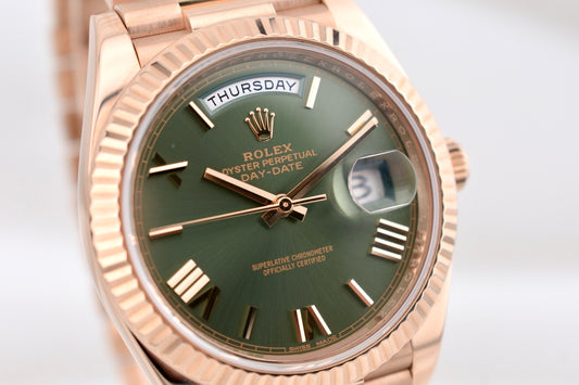 Rolex Day Date 40 Everose Gold Olive Dial 228235 2018