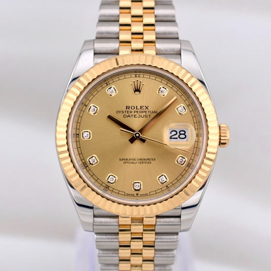 Rolex Datejust 41 Two Tone Yellow Gold Champagne Diamond Dial 126333 2025