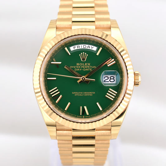 Rolex Day Date 40 'Money Green' Roman Dial Yellow Gold 228238 2025
