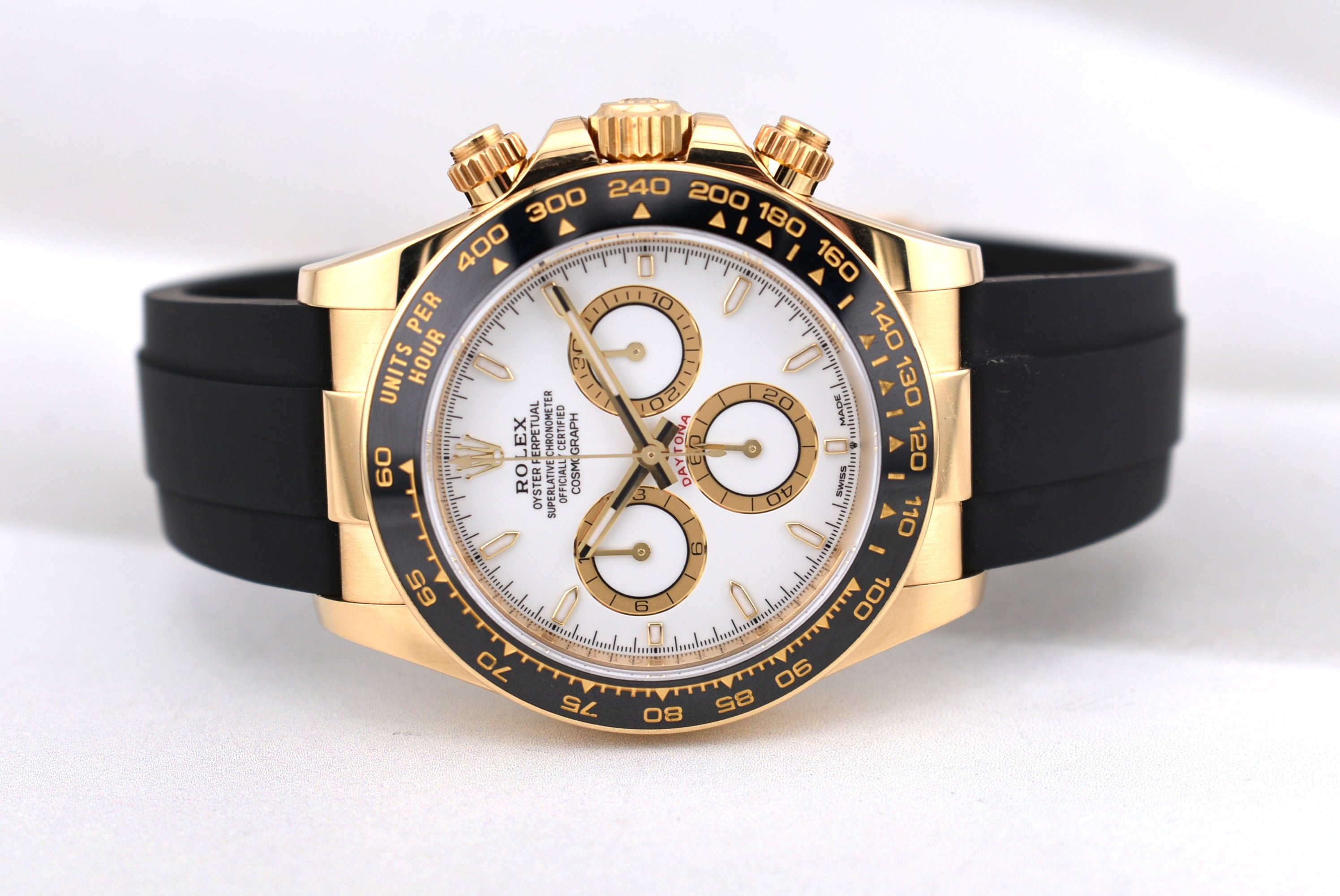 Rolex Cosmograph Daytona Yellow Gold White Dial Oysterflex 126518LN 2024
