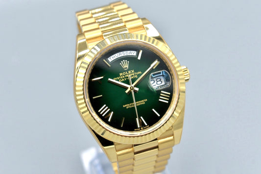 Rolex Day Date 40 Yellow Gold Ombré Green Dial 228238 2025