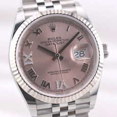 Rolex Datejust 36 Pink Roman Dial Diamond VI and IX Markers 126234 2025