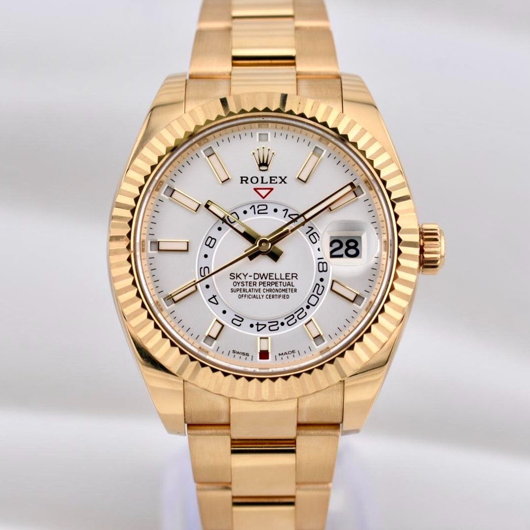 Rolex Sky Dweller Yellow Gold White Dial Oyster Band 326938 2022