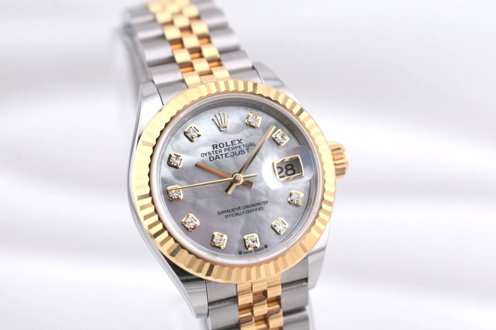 Rolex Lady Datejust 28 Mother of Pearl Diamond Dial Two Tone Yellow Gold 279173 2025