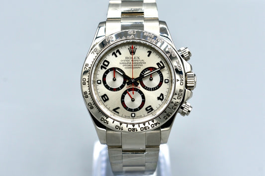 Rolex Cosmograph Daytona White Gold White/ Red Racing Arabic Index Dial 116509 2016