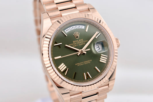 Rolex Day Date 40 Rose Gold Olive Green Dial 228235 2025