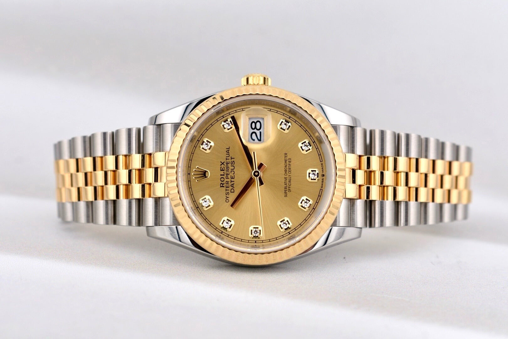 Rolex Datejust 36 Champagne Diamond Dial Two Tone Yellow Gold 126233 2025