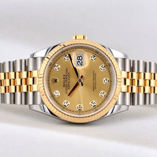 Rolex Datejust 36 Champagne Diamond Dial Two Tone Yellow Gold 126233 2022