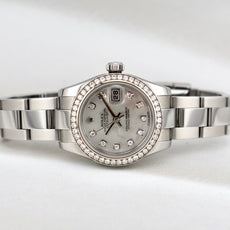 Rolex Lady Datejust 28 Mother of Pearl Diamond Dial Factory Diamond Bezel 179384RBR