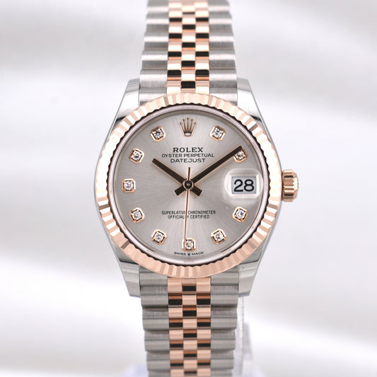 Rolex Datejust 31 Two Tone Rose Gold Silver Diamond Dial 278271 2026