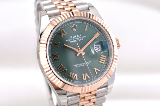 Rolex Datejust 41 Two Tone Rose Gold Green Roman Dial 126331 2026