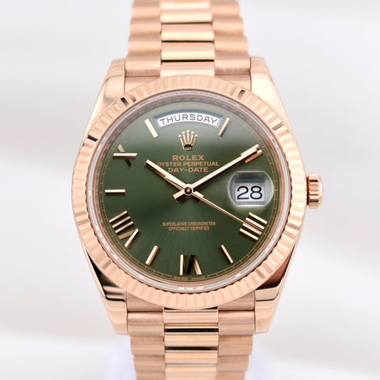 Rolex Day Date 40 Everose Gold Olive Dial 228235 2018