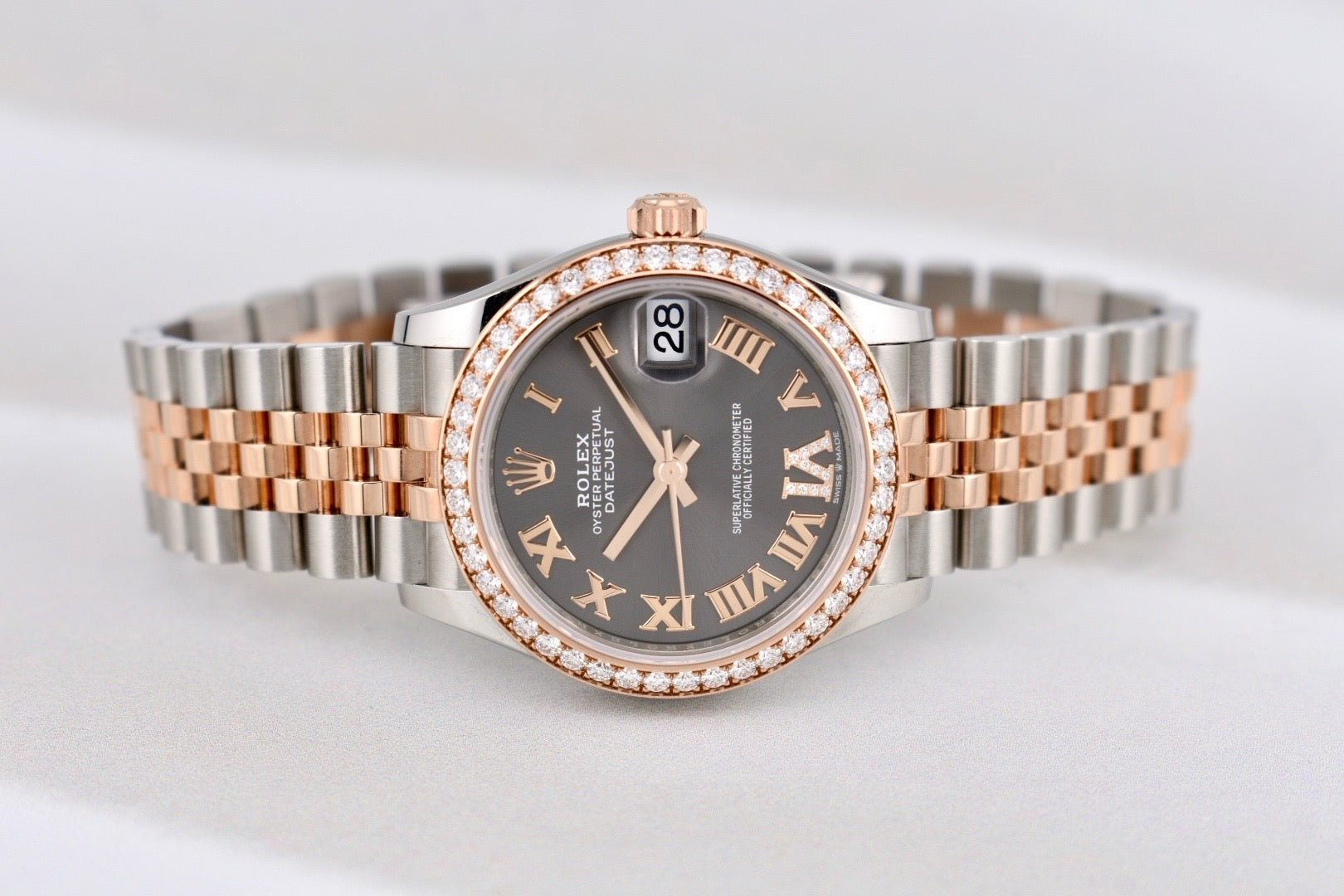 Rolex Datejust 31 Two Tone Everose Gold Factory Diamond Bezel Slate Dial 278381RBR 2023