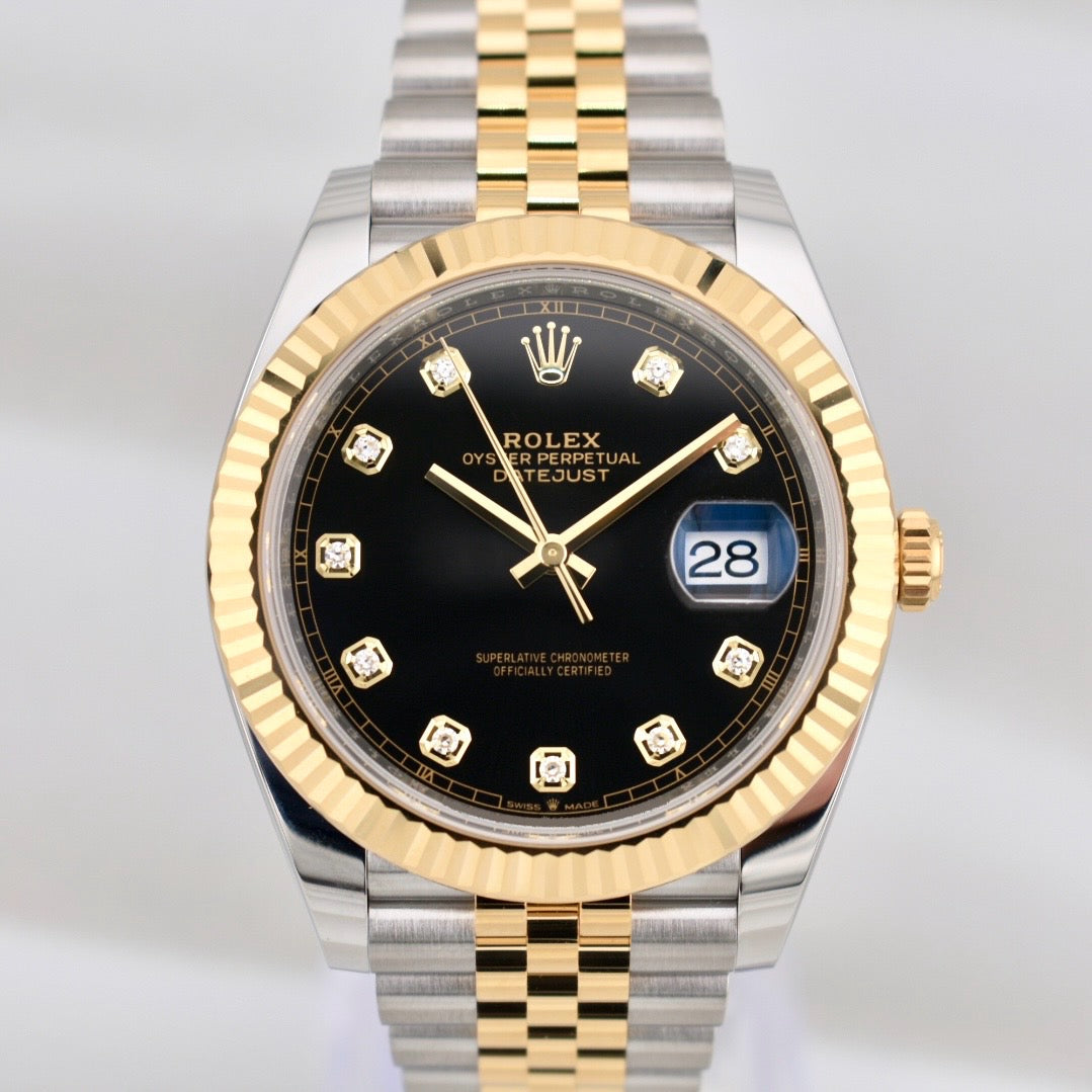 Rolex Datejust 41 Two Tone Yellow Gold Black Diamond Dial 126333 2025