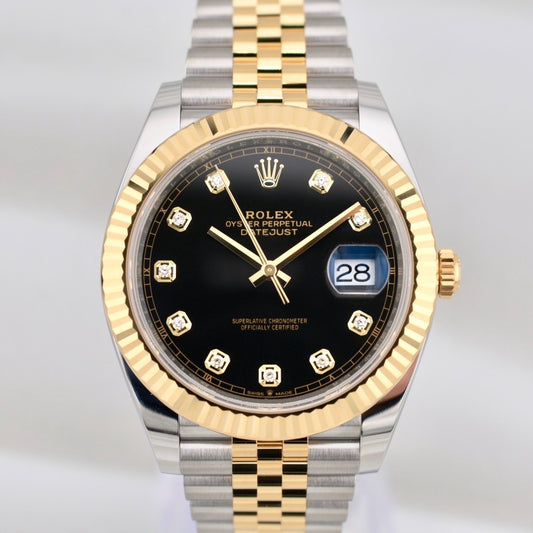 Rolex Datejust 41 Two Tone Yellow Gold Black Diamond Dial 126333 2025