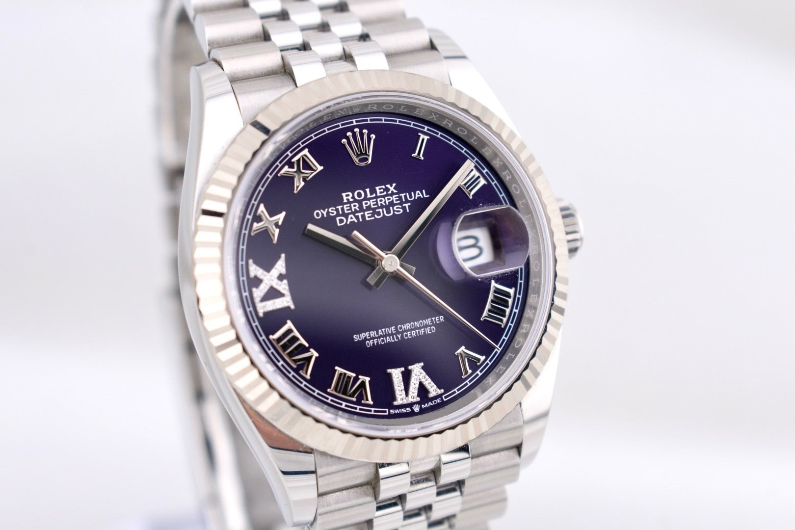 Rolex Datejust 36 Aubergine Purple Diamond Roman Numeral Dial 126234 2022