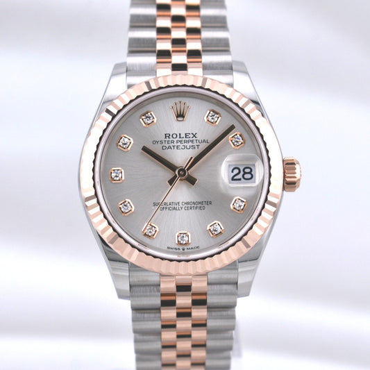 Rolex Datejust 31 Two Tone Rose Gold Silver Diamond Dial 278271 2026