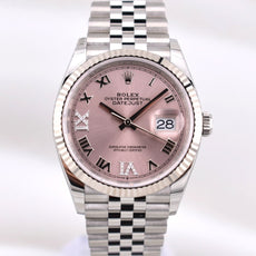 Rolex Datejust 36 Pink Roman Dial Diamond VI and IX Markers 126234 2025