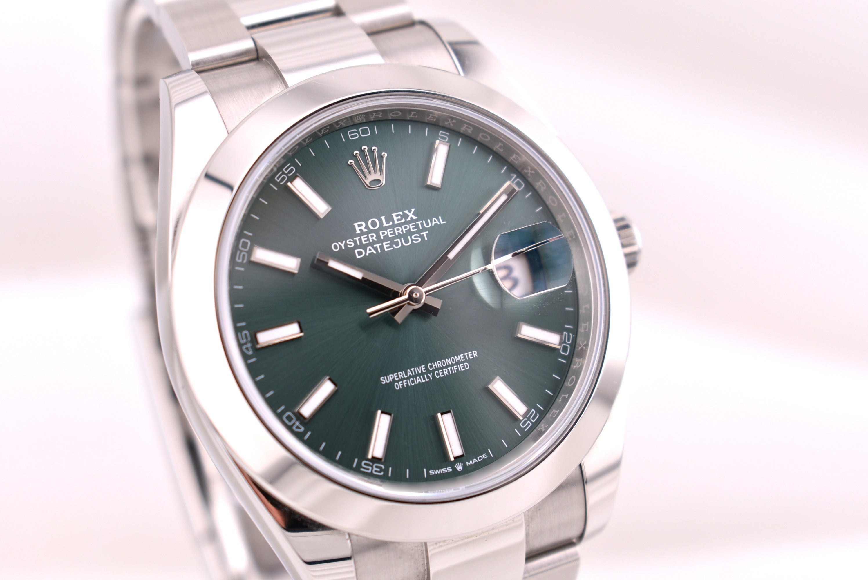 Rolex Datejust 41 Mint Green Index Dial Oyster Band 126300 2025