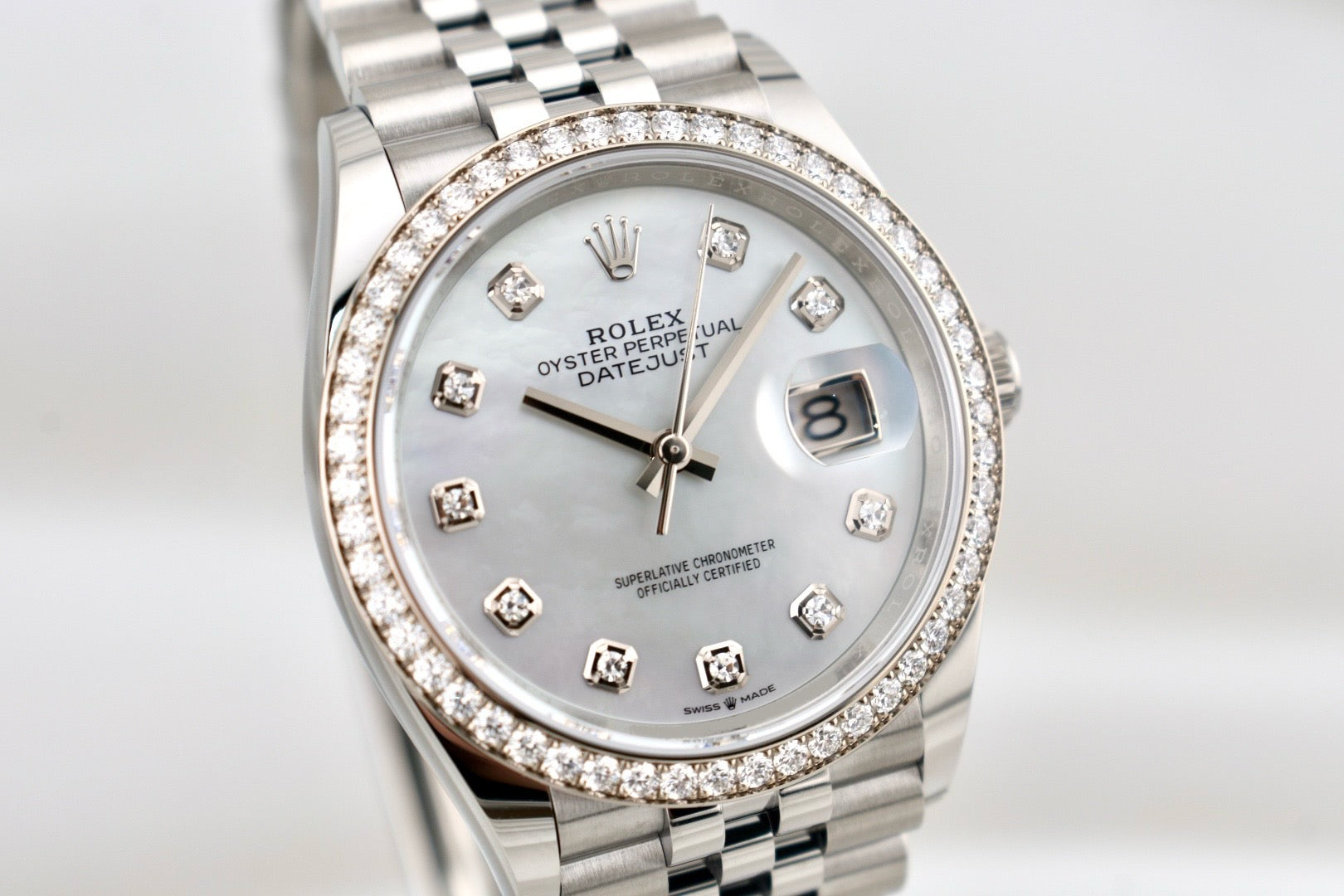 Rolex Datejust 36 Mother of Pearl Factory Diamond Bezel 126284RBR 2025