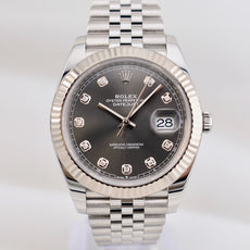 Rolex Datejust 41 Rhodium Grey Diamond Dial 126334 2021