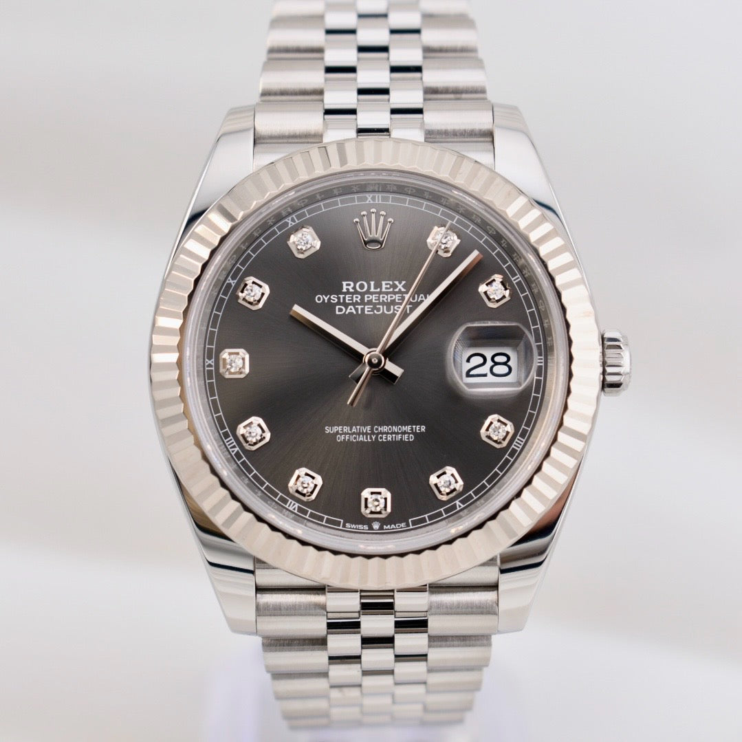 Rolex Datejust 41 Rhodium Grey Diamond Dial 126334 2021