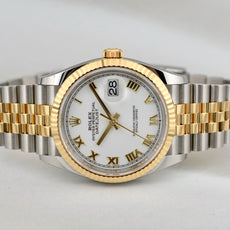 Rolex Datejust 36 Two Tone Yellow Gold White Roman Dial 126233 2025