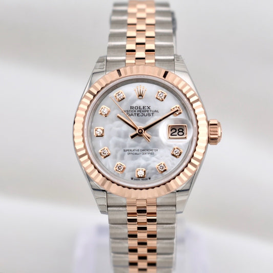 Rolex Lady Datejust 28 Two Tone Everose Gold Mother of Pearl Diamond Dial 279171 2026