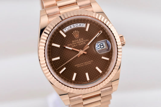 Rolex Day Date 40 Everose Gold Chocolate Motif Dial 228235 2023