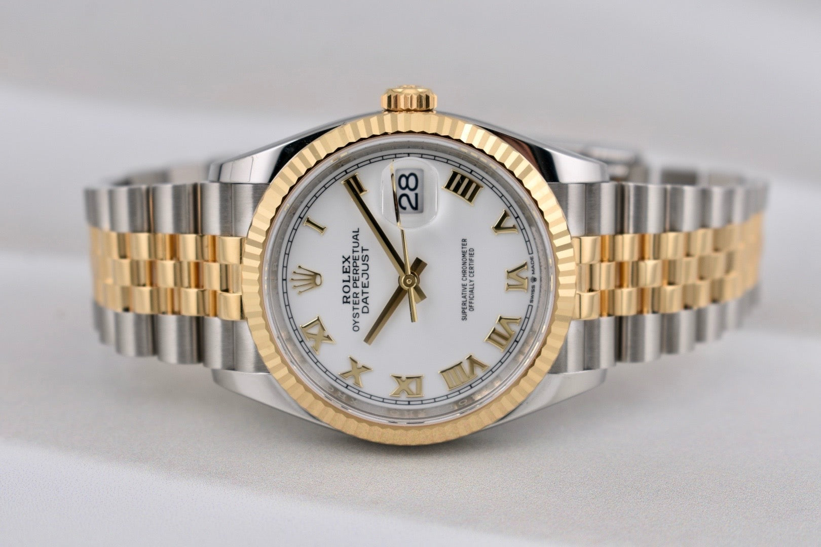 Rolex Datejust 36 Two Tone Yellow Gold White Roman Dial 126233 2025