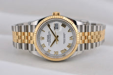 Rolex Datejust 36 Two Tone Yellow Gold White Roman Dial 126233 2025